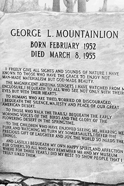 George L Mountainlion Memorial Plaque