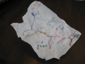 Crumpled Colorado River map