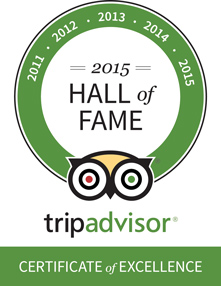 Trip Advisor Hall of Fame - Certificate of Excellence 2011-2015