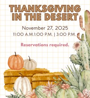 Watercolor cacti, hay bales, and pumpkins with the text 