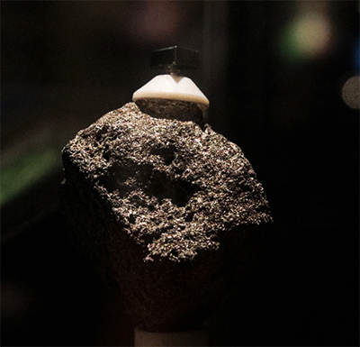 The Moon rock on display in the Earth Sciences Center