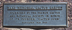 A plaque dedicated to founder Cactus John Haag. Credit M Paganelli